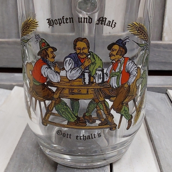 Vintage 80's Domex France Glass Beer Stein 95% zinn pewter lid - Picture 2 of 9